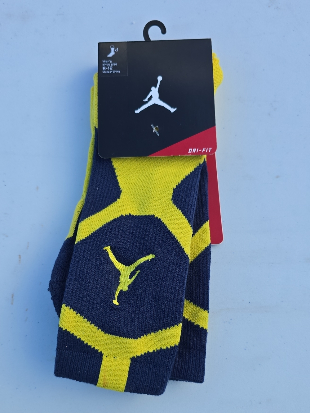 Jordan Dri-FIT Crew Athletic Socks in Navy and Yellow